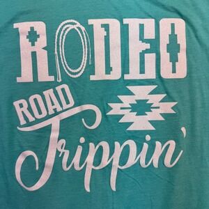 Crazy Train Shirt Womens Large Western Rodeo Road Trippin' Blue T-Shirt
